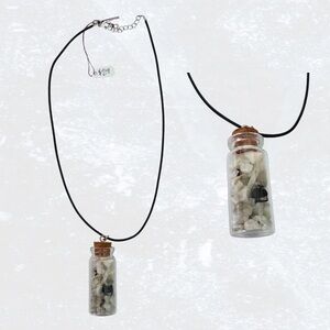 Moonstone crystal chips in glass vial necklace
